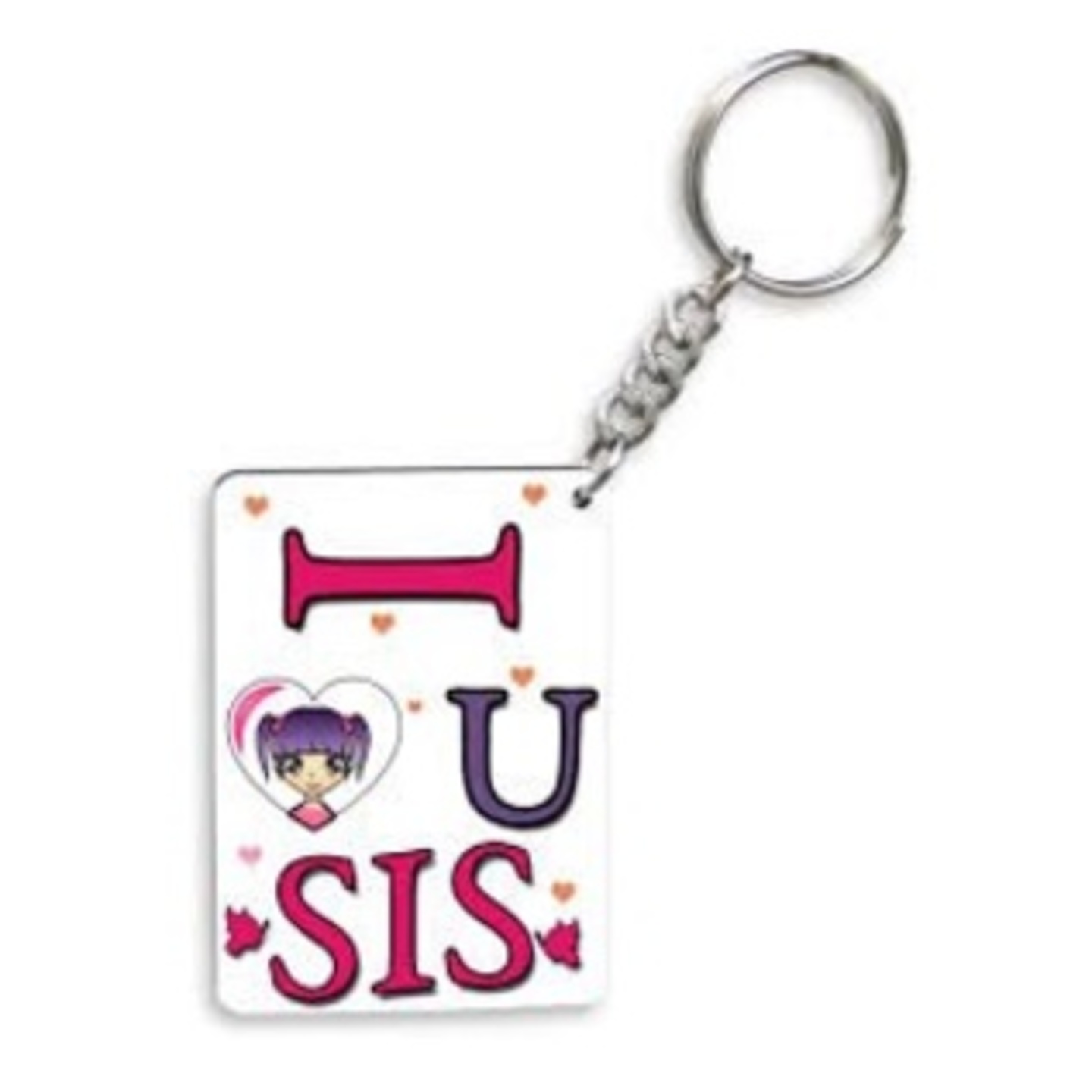 I Love You Sis Key Chain (White)