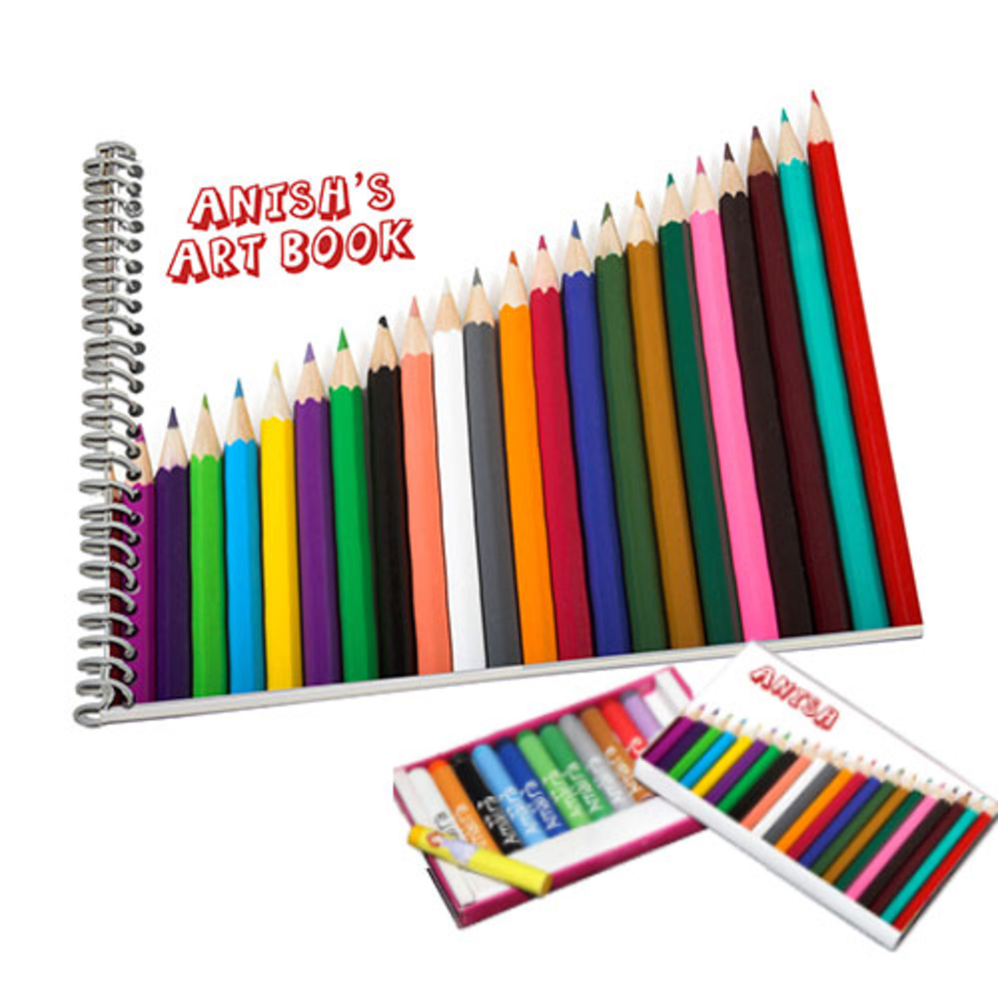 Pencil Design Crayon Box & Sketch Book Combo