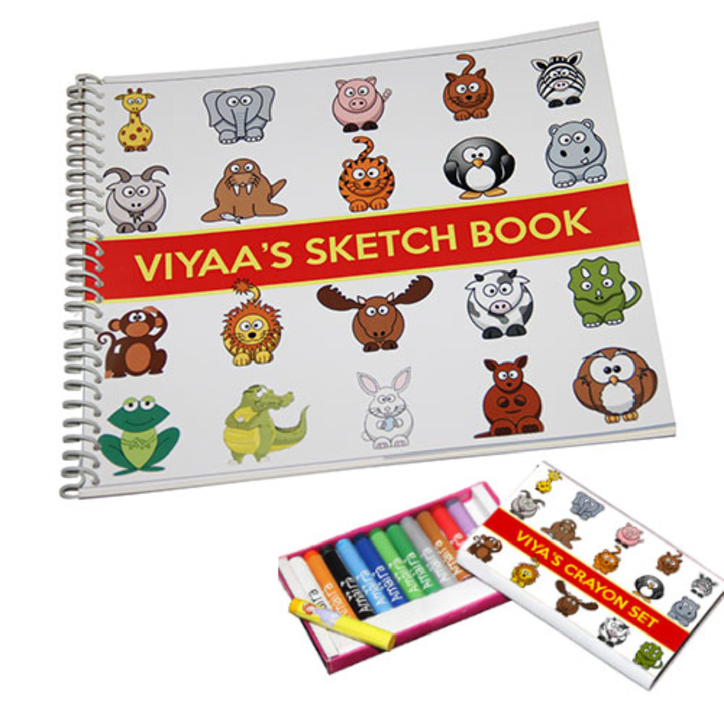 Animal Design Crayon Box & Sketch Book Combo