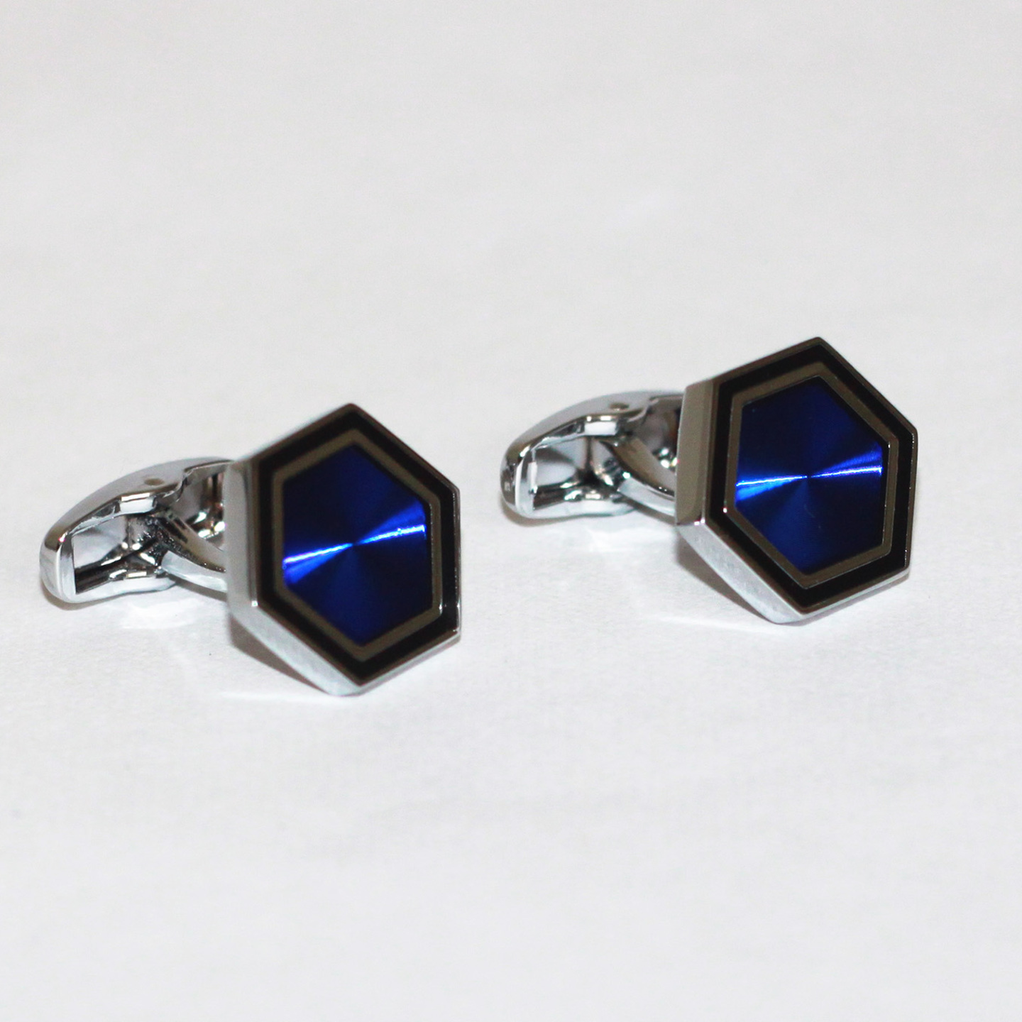 H-Hexagon Blue Cufflinks 