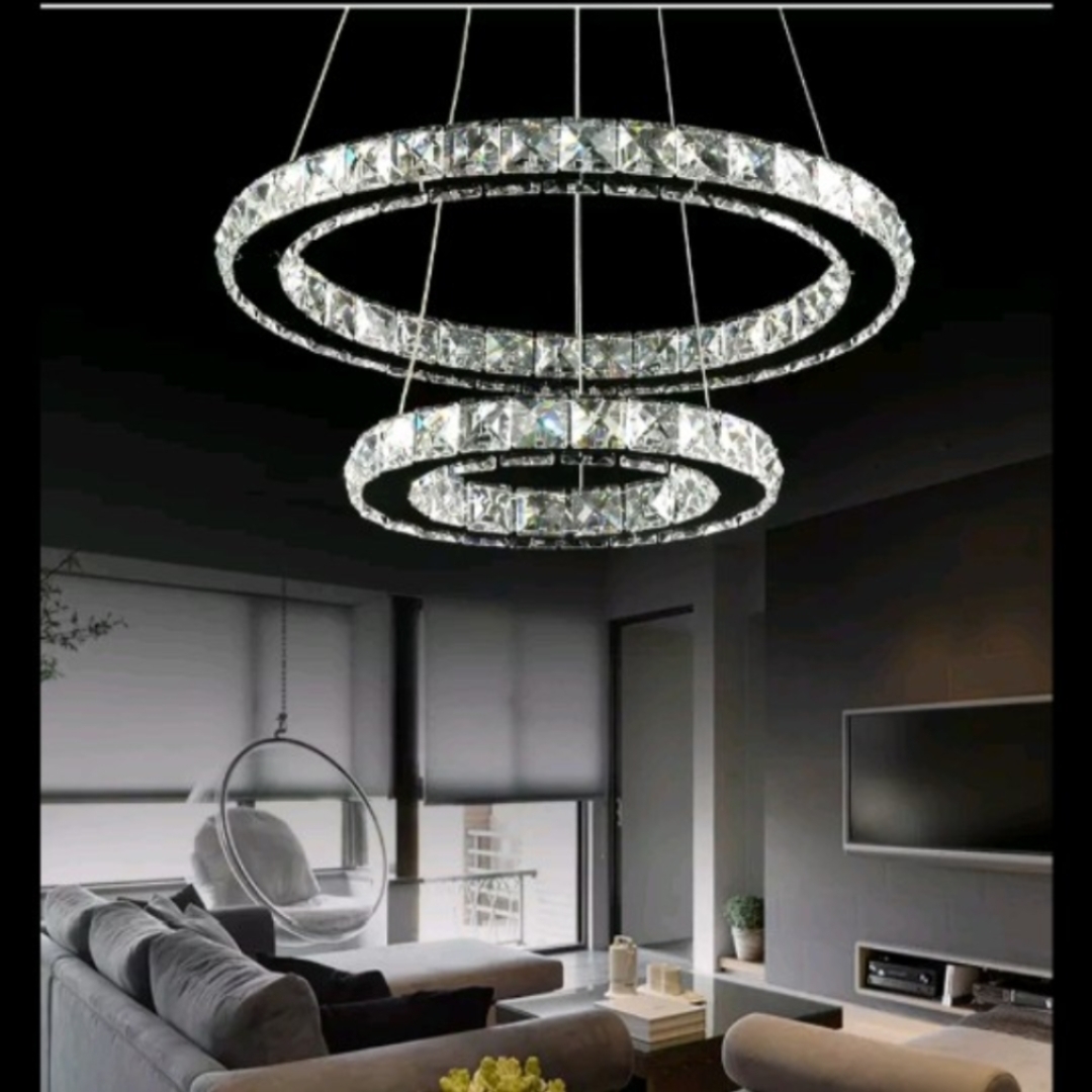 K9 Crystal 2 Ring Pendant light living room dining area