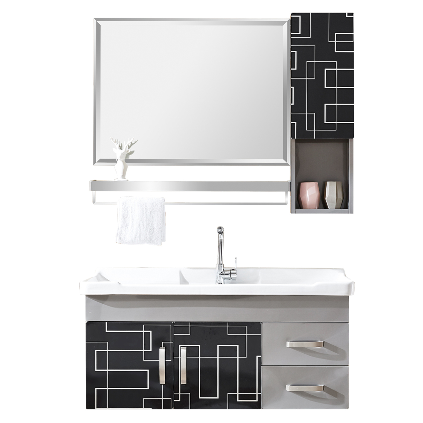 Classic Black Stainless Steel Bathroom Cabinet Set