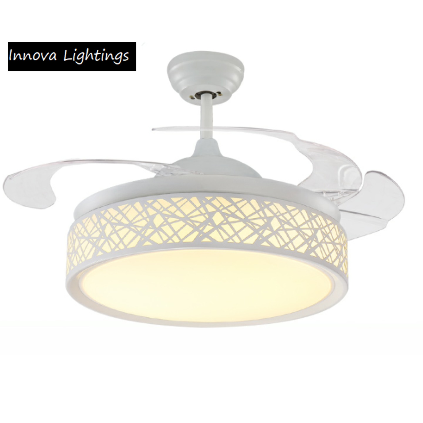 White Color Modern Bird Nest Retractable LED Ceiling Fan Light (Pre-Order)