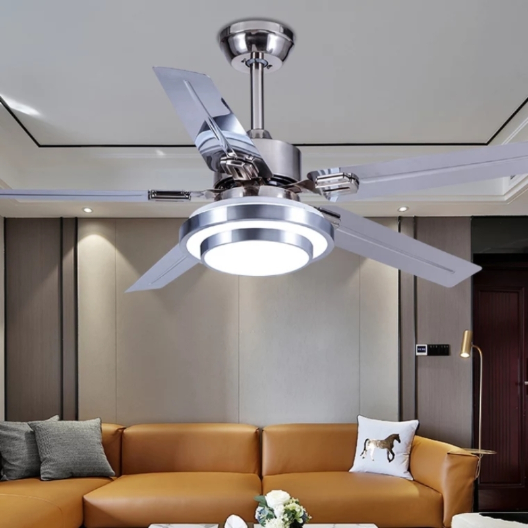 48 Inch Stealth Metal StainLess Steel LED Ceiling Fan Light 