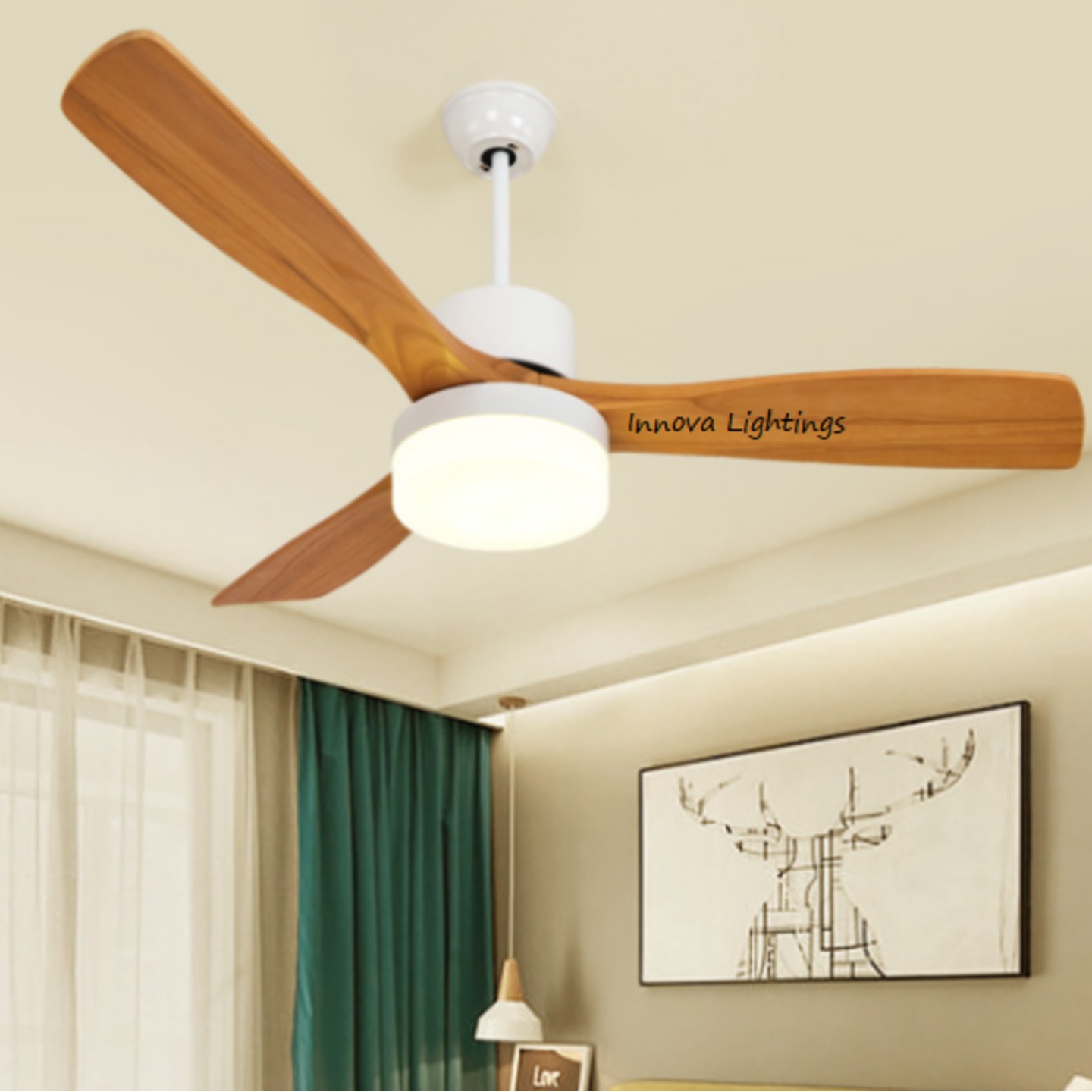 Simple Contemporary Contracted Wooden Ceiling Fan Light