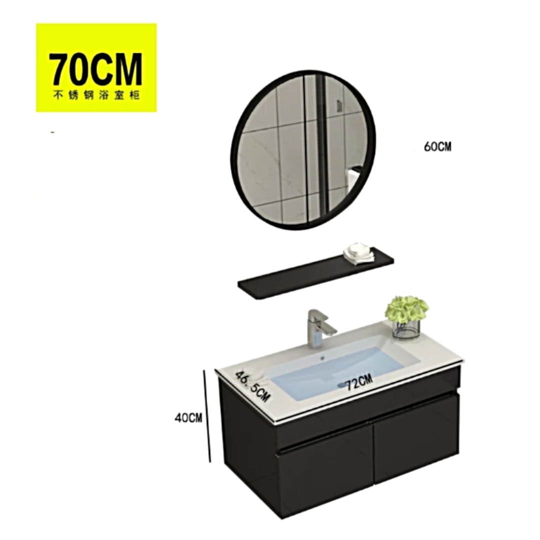 304 Stainless Steel Bathroom Cabinet Simple Black 