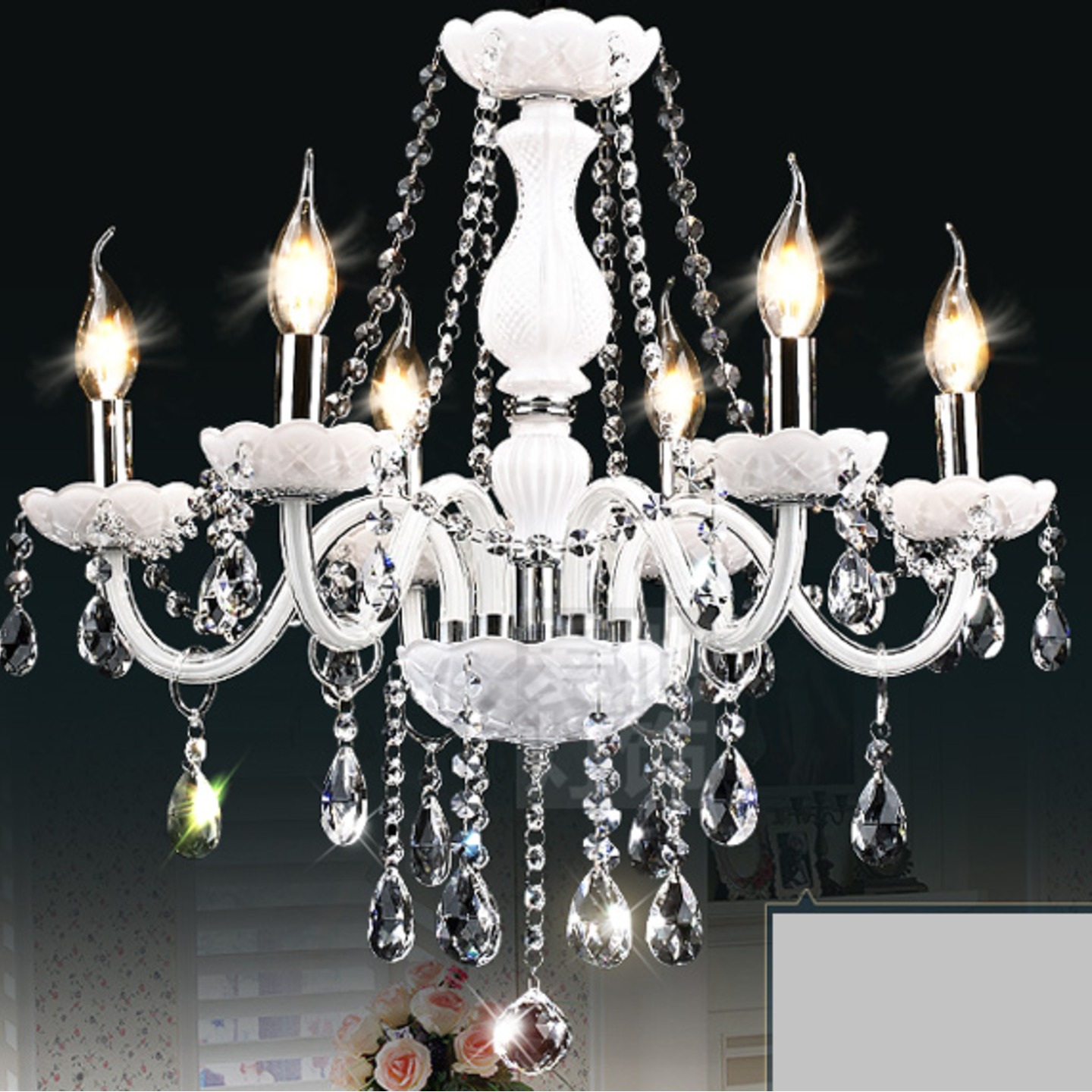 European Classic White K9 Crystal Led Chandelier