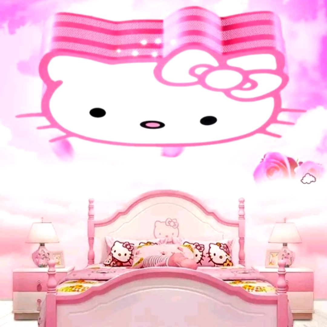 Simple Cute Hello Kitty Pink Head LED Ceiling Light 