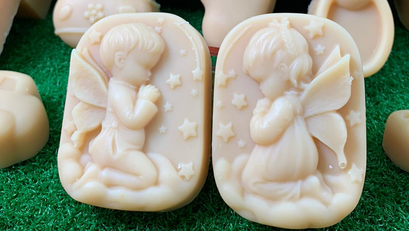 Breastmilk Soap on Grass Assorted Design and Rose Plate 2 sizes.jpeg Close up.jpeg