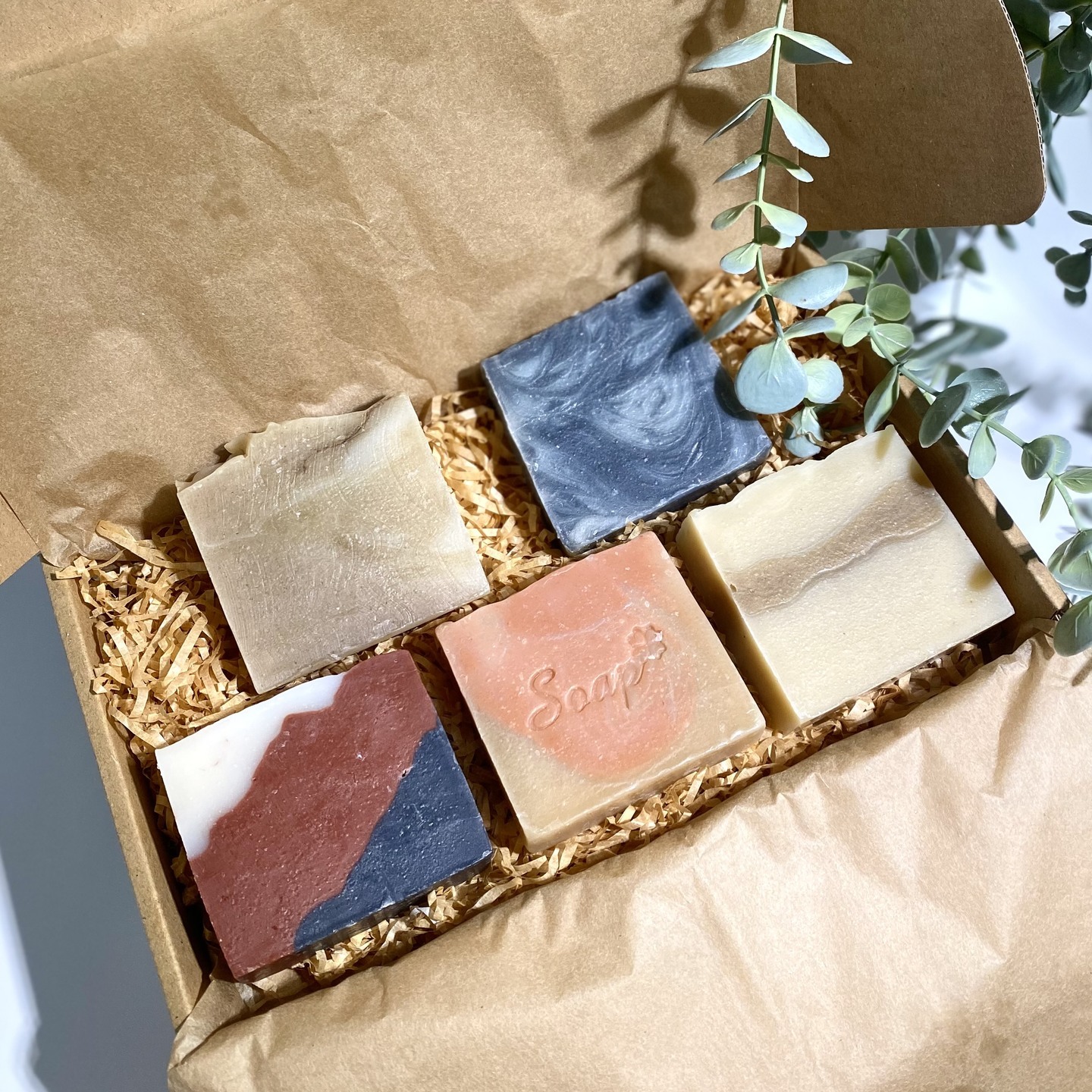 5 assorted Cold Process Soaps in a Gift Box