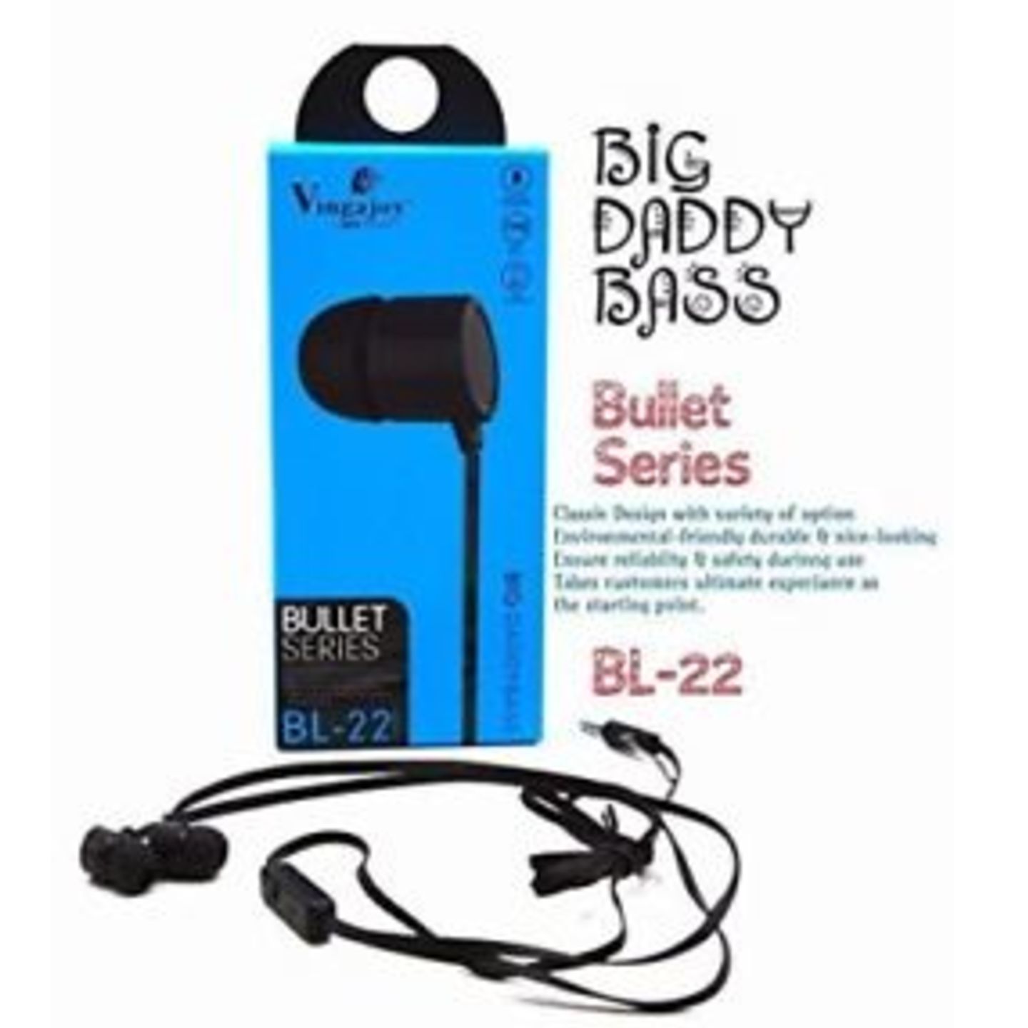  V2N Vingajoy BL-22 Champ Universal Audio Bass In Ear Earphone/Headphone with Mic (white)