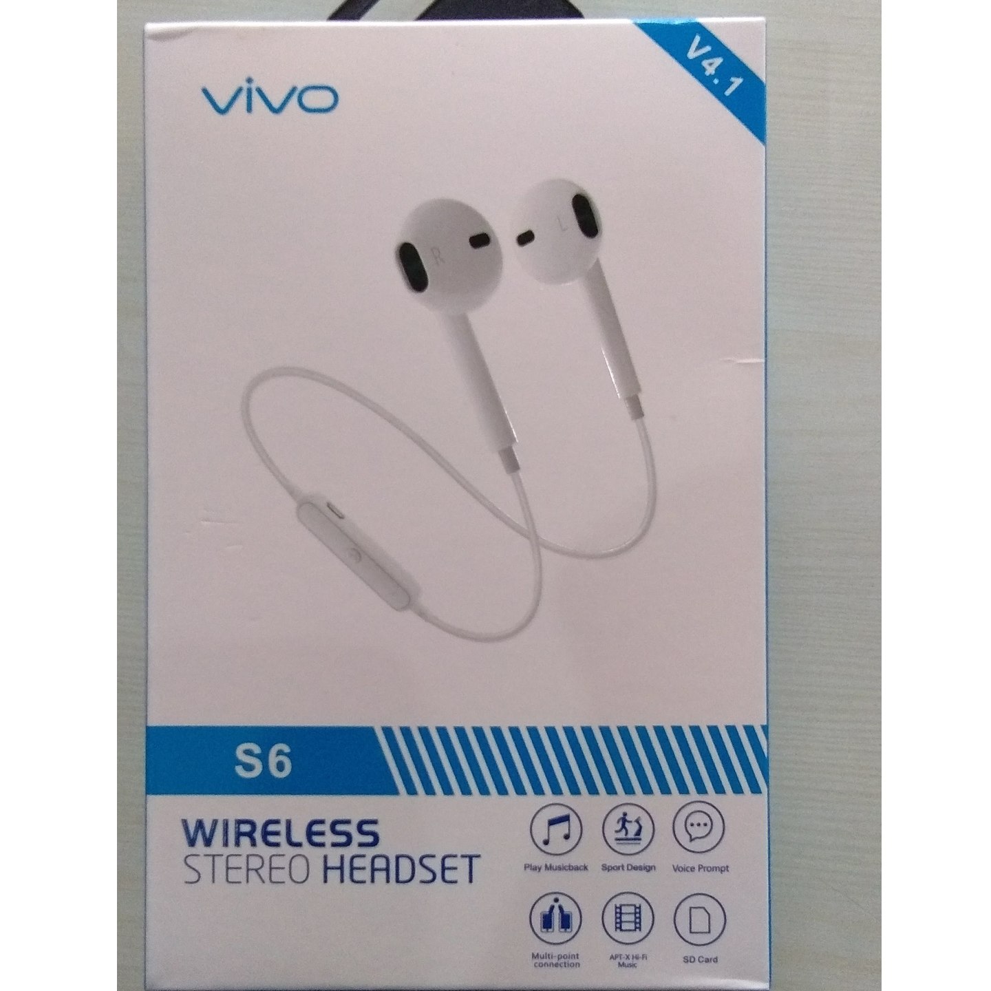 V2N Vivo V7 / Vivo7+ / Y55 compatible Wireless Bluetooth 4.1 Wireless Stereo Sport Headphones Headset-Running S6 / Hiking / Gym Exercise-Sweatproof Earphones with AptX Hi-Fi Sound Hands-free Calling Built-in Mic-S6 Bluetooth Earphone By V2N