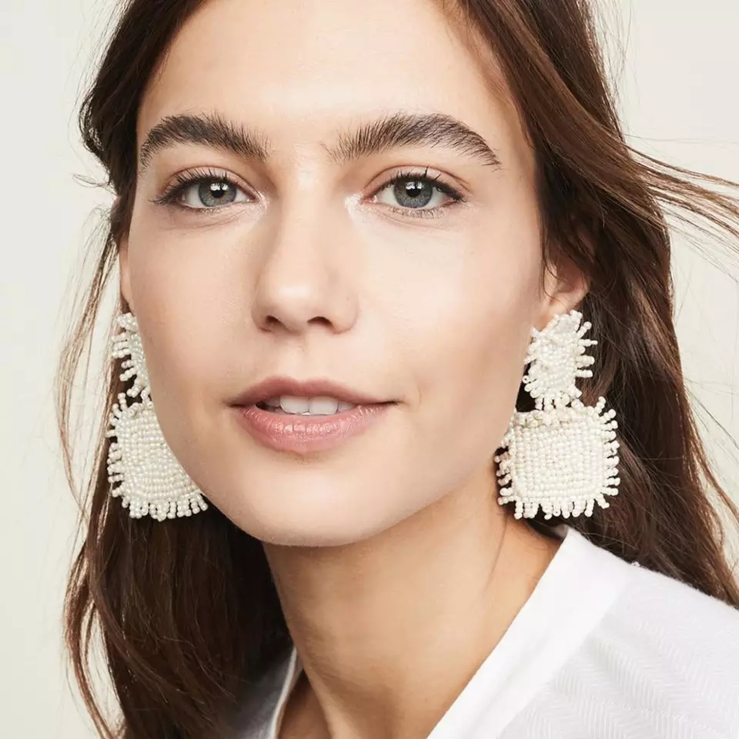 Boho White Handmade Beaded Earring