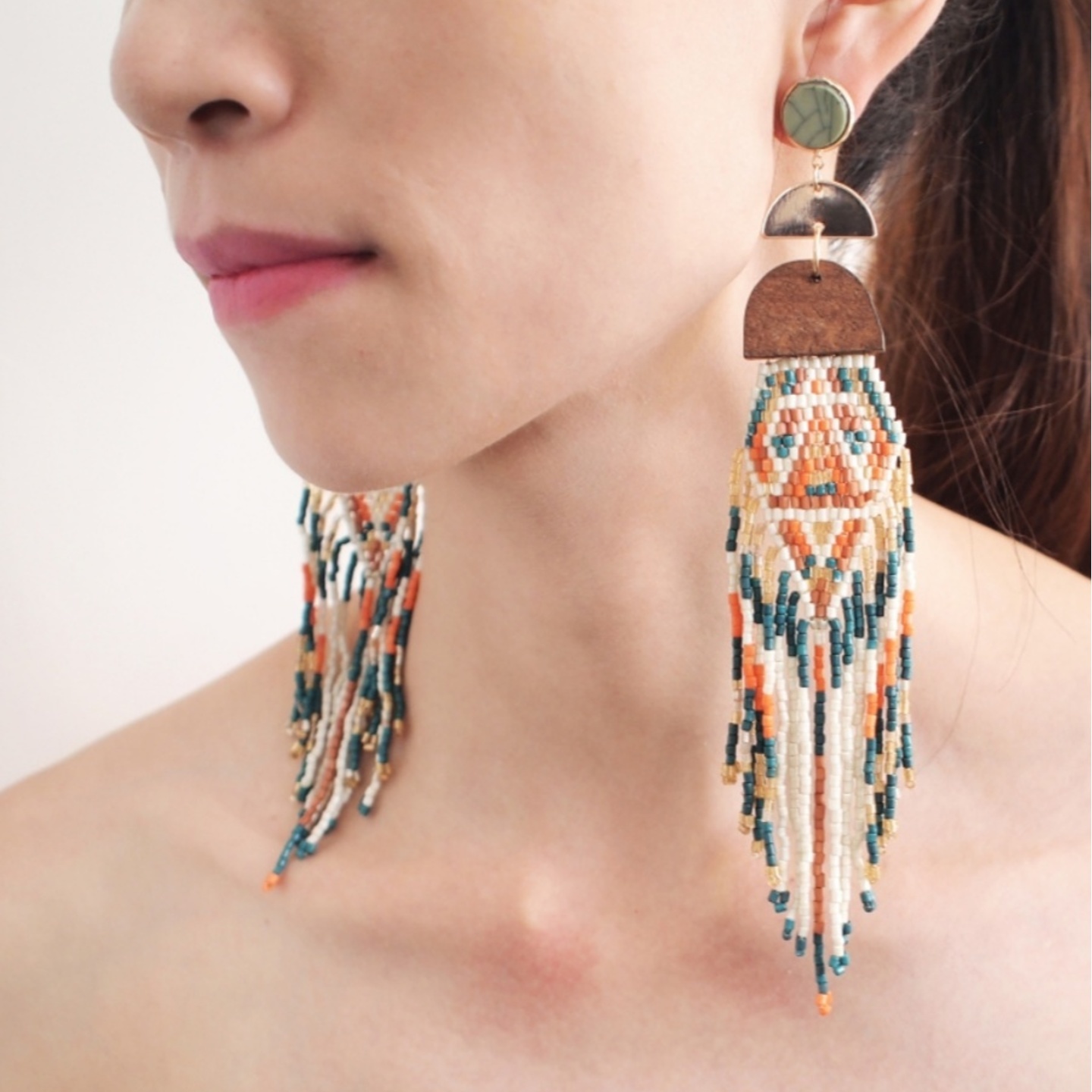 Trendy Beaded Multicolor Dangle Earrings