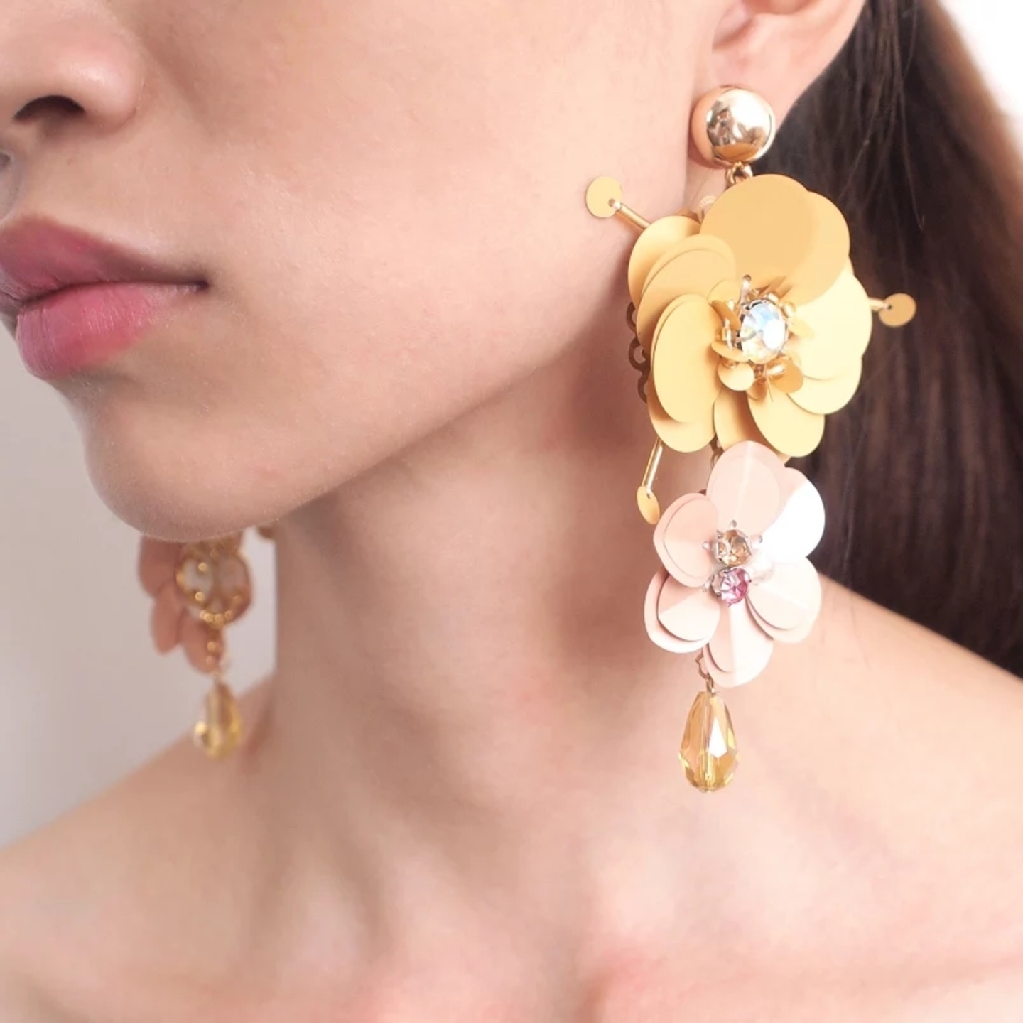 Boho Big Flower Statement Dangle Earrings