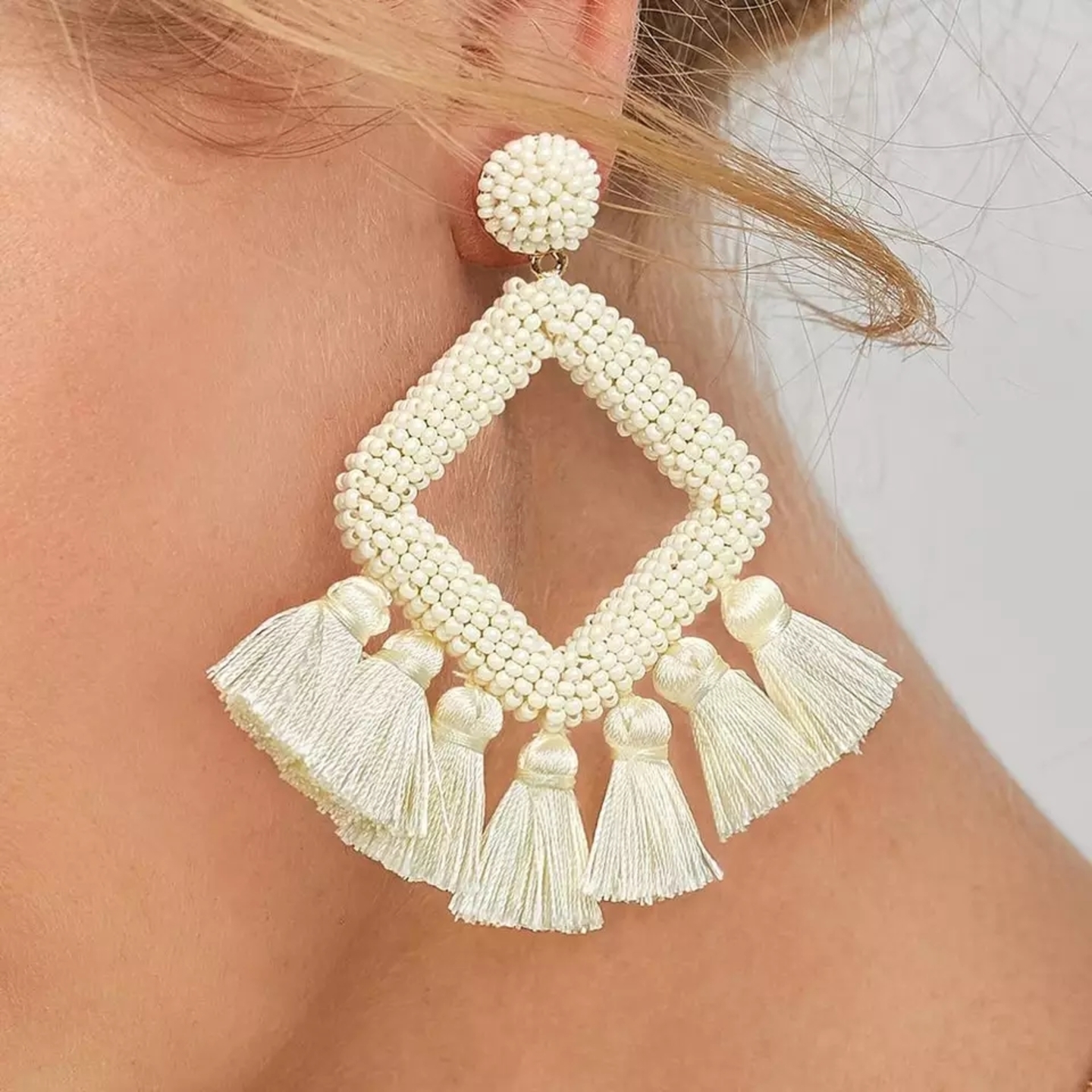 Trendy Bead Work Designer Fringes Earrings