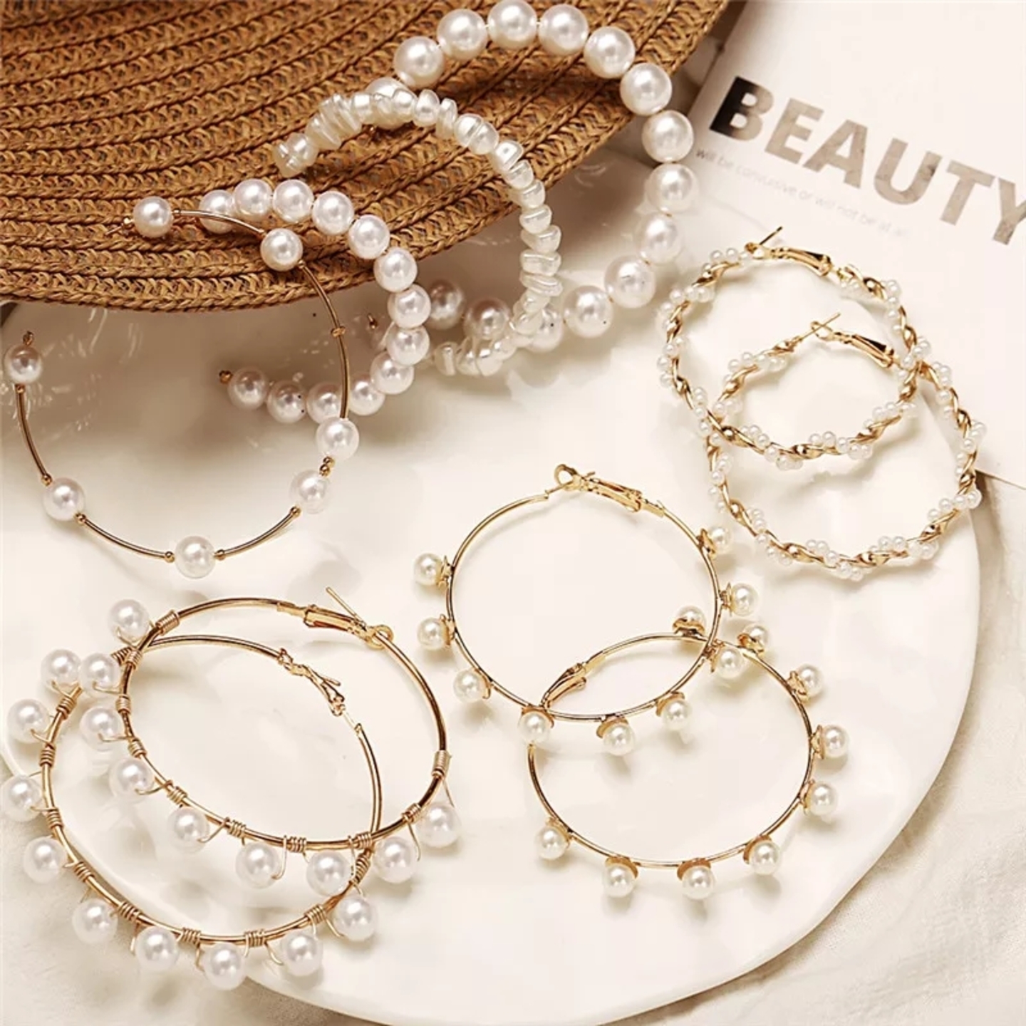 Elegant Pearl hoop Earrings