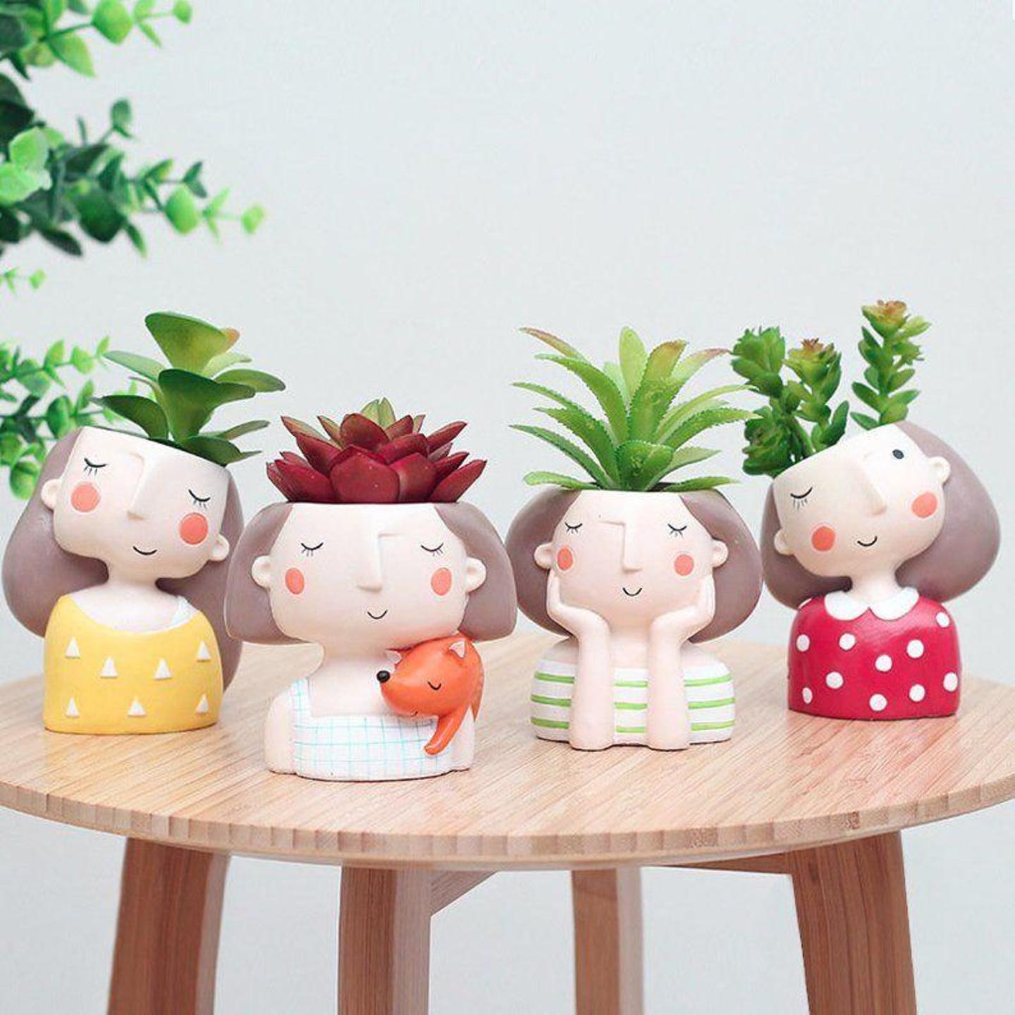 Cute girl Planter set of 4