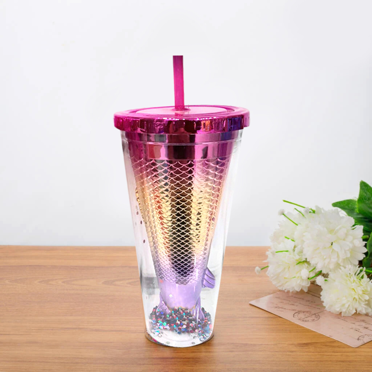 Mermaid Tail Tumbler - Pink 