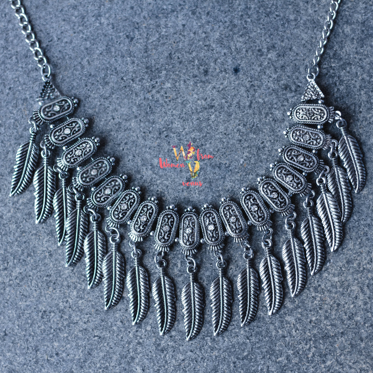 leaf dangle silver necklace