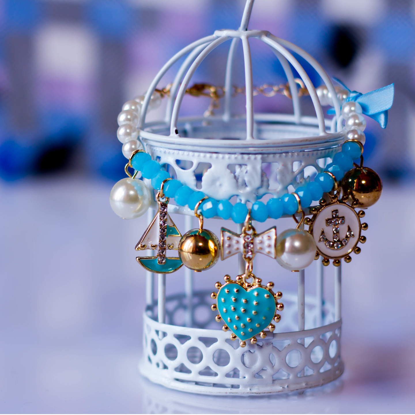 Blue charm bracelet