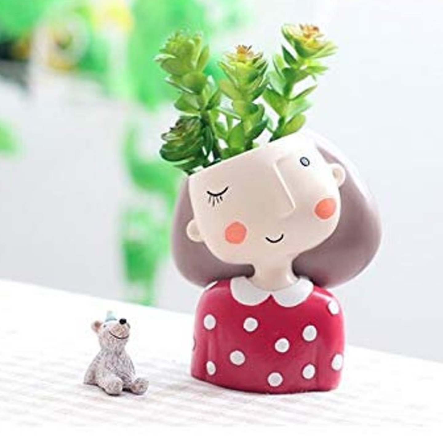 Cute Wink girl succulent planter 