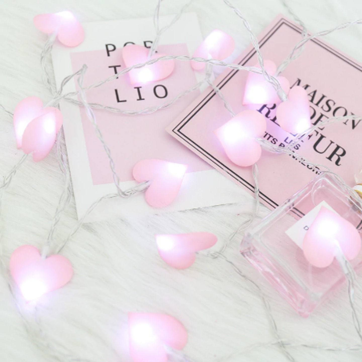 Pink heart string light