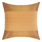 KNL Yellow Brocade Jharokha Cushion Cover 16"x16" Size