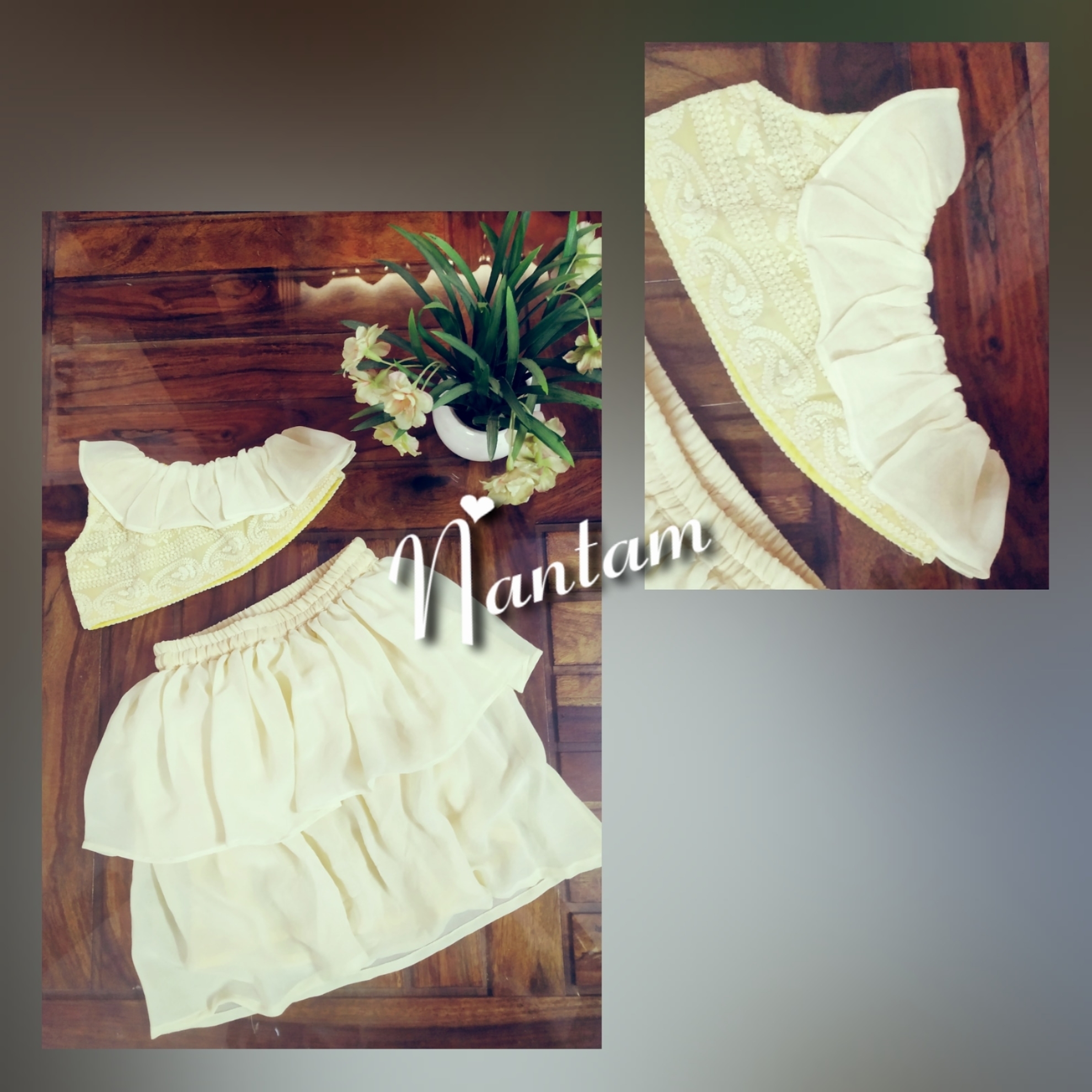 yellow baby chikan dress