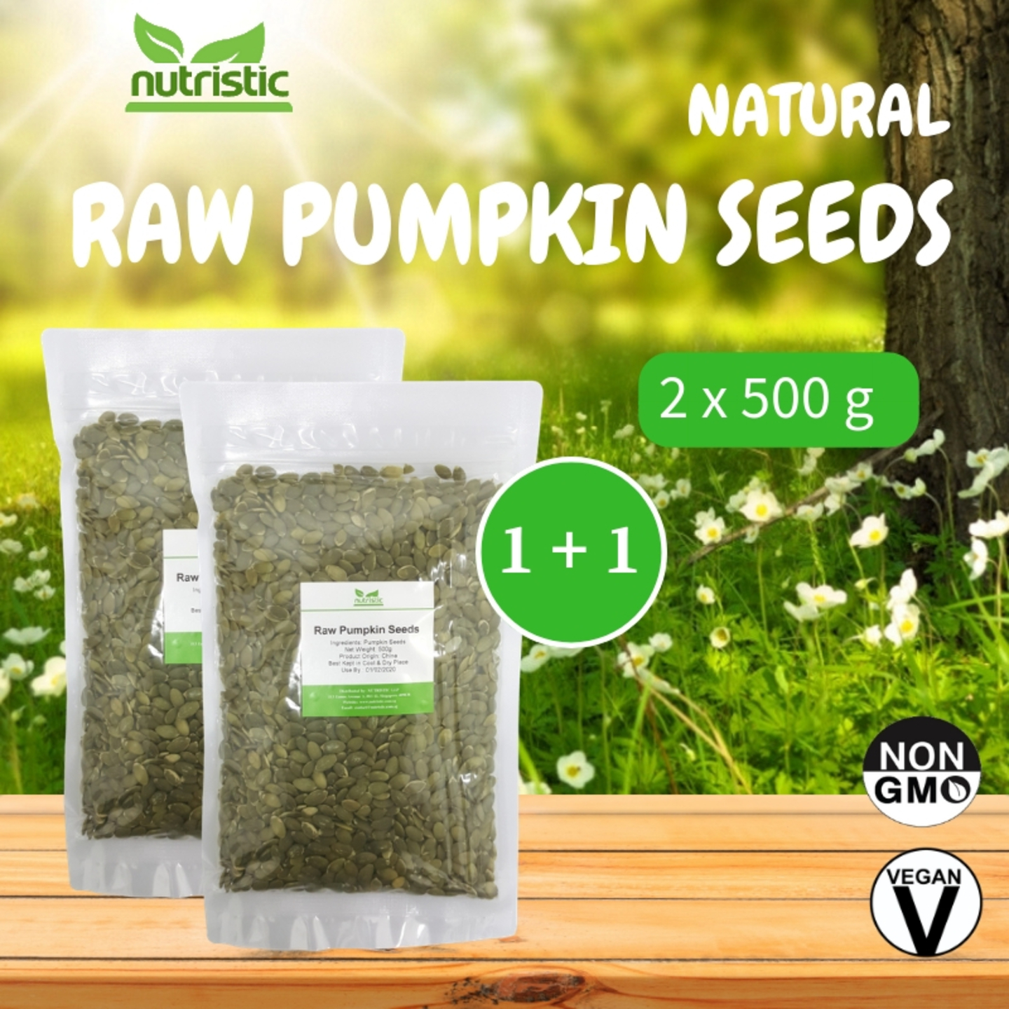 Natural Raw Pumpkin Seeds 500g x2 - Value Bundle 1+1