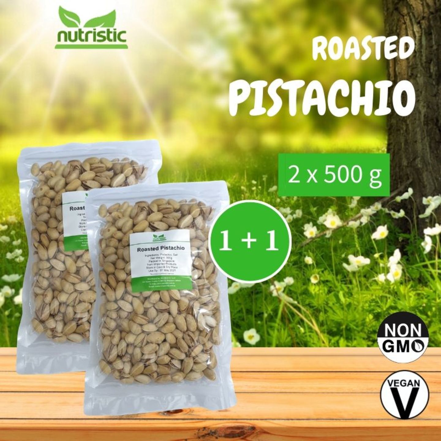 Roasted Pistachio Salted & Unbleached 500g x2 - Value Bundle 1+1