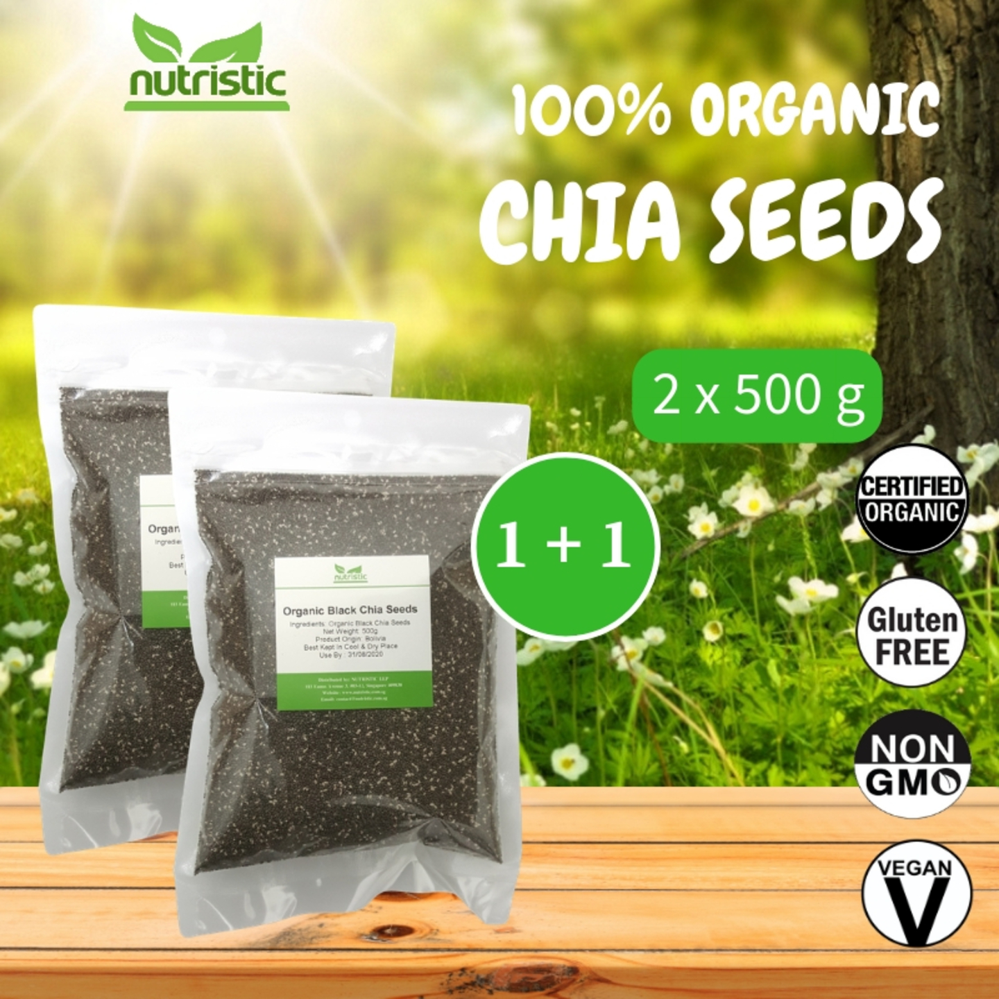 Organic Chia Seeds 500g x2 - Value Bundle 1+1