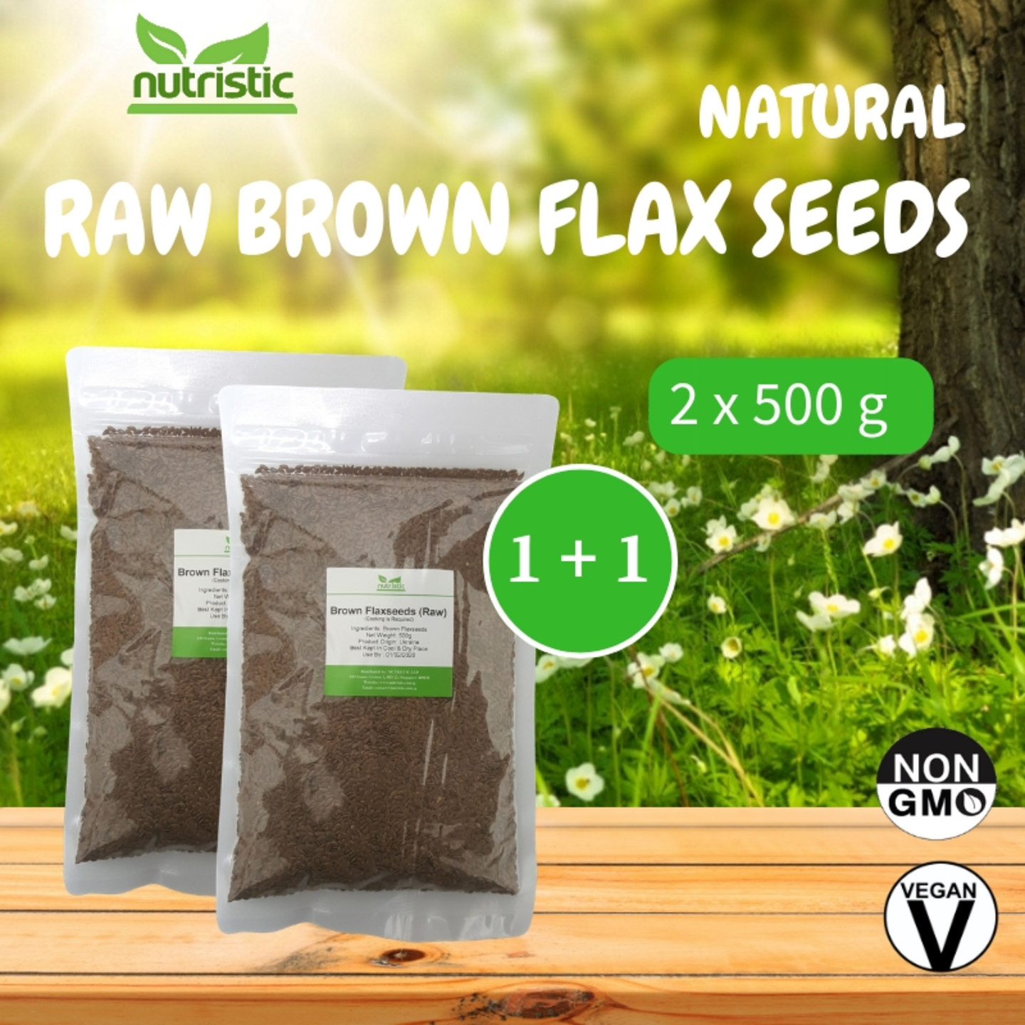 Natural Raw Brown Flax Seeds 500g x2 - Value Bundle 1+1