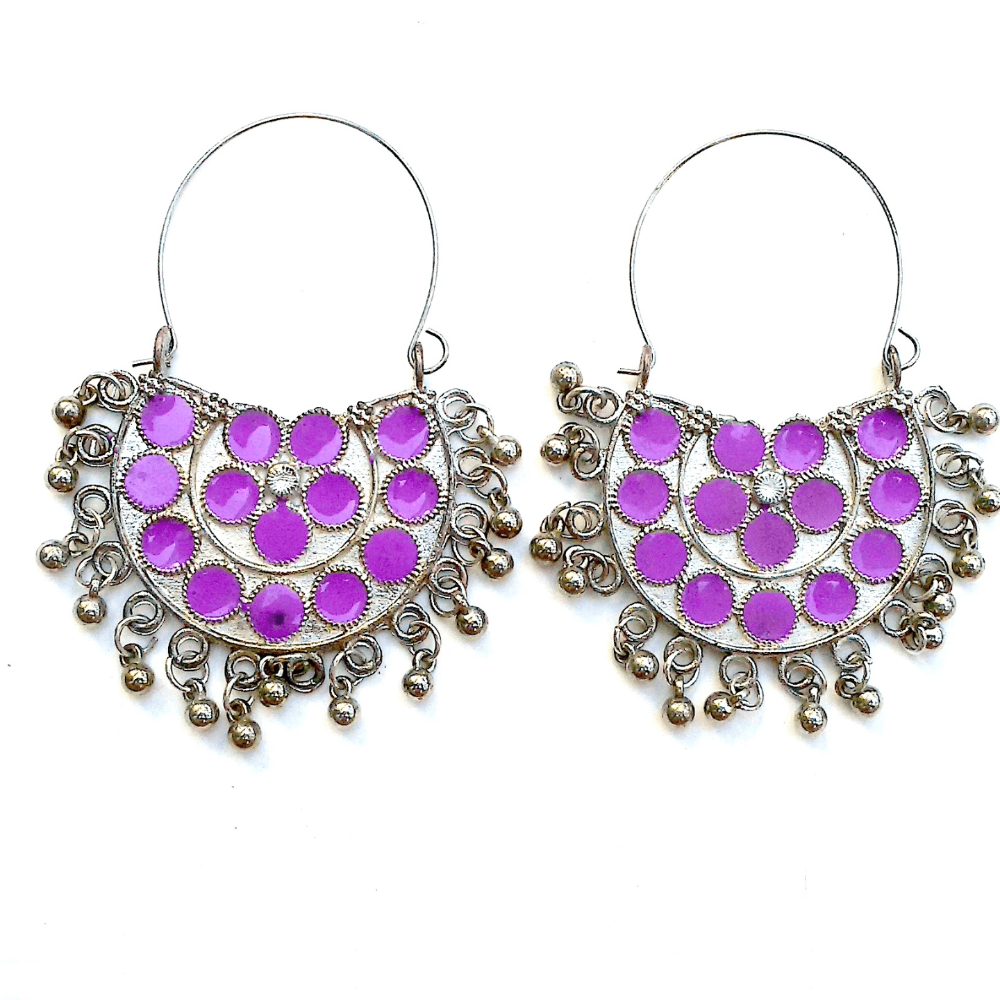 Purple Enamelled Afghani Earrings