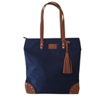 Berlin Nylon with leather Trims- Navy Blue