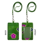 Eco Trends Handpainted Leather ID & Cardholder Lanyard Sakura Green