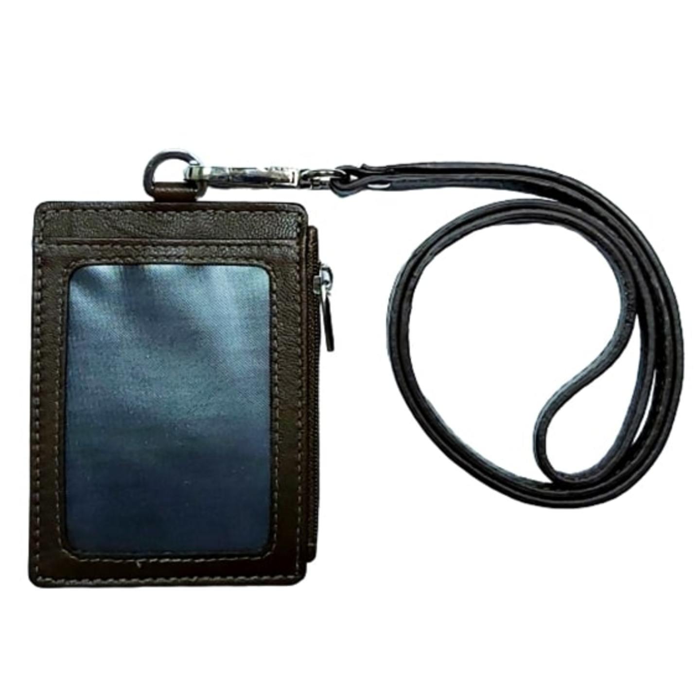 Omni ID , Card & Coin Holder with Lanyard , Col Brown