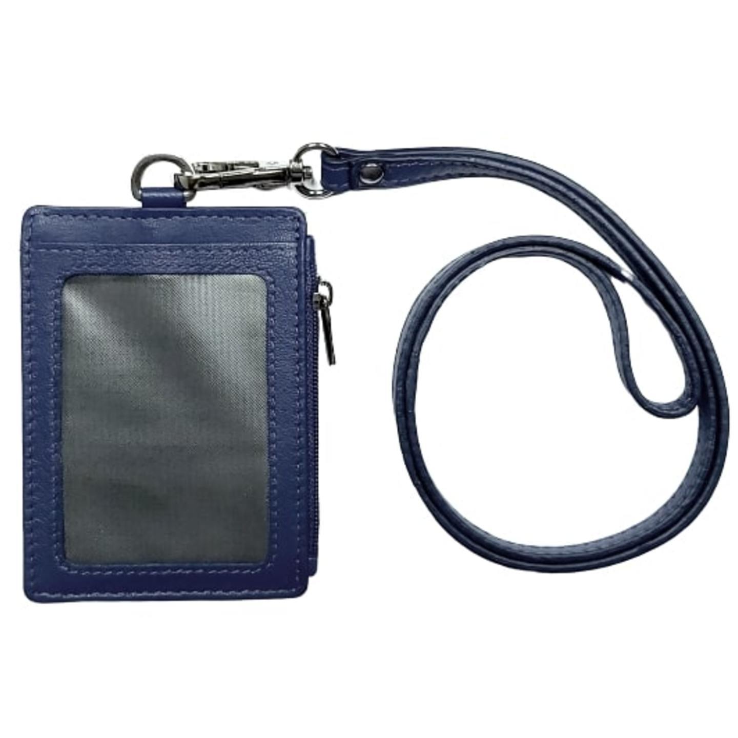 Omni ID,Card & Coin holder with Lanyard ,Navy Blue