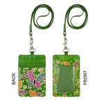 Eco Trends Handpainted Leather Lanyard with ID & Cardholder Butterfly Green