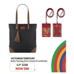 Berlin Nylon with leather Trims- Black + Eco Trends Handpainted Leather ID & Cardholder Lanyard Butterfly Red