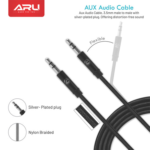 ARU Nylon Braided Aux Cable