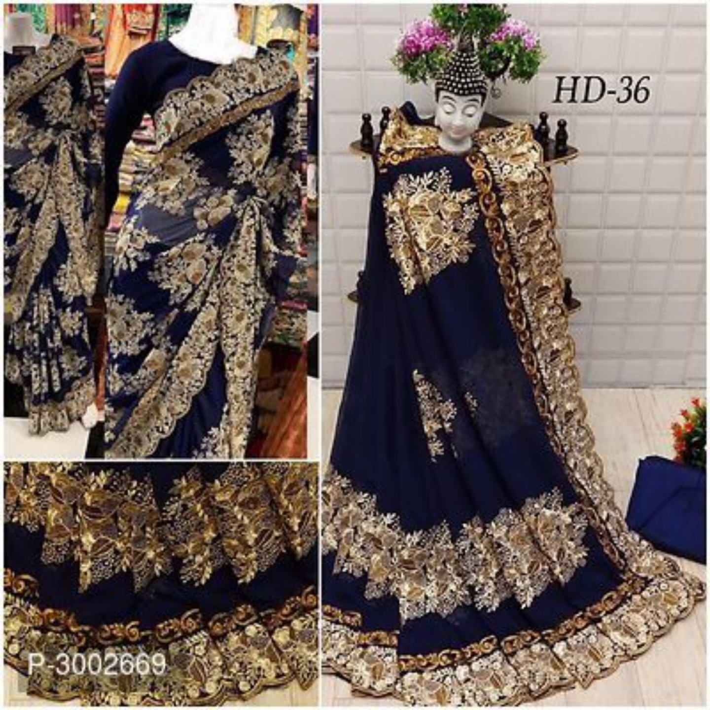 Beautiful Embroidered Georgette Sarees With Blouse Piece