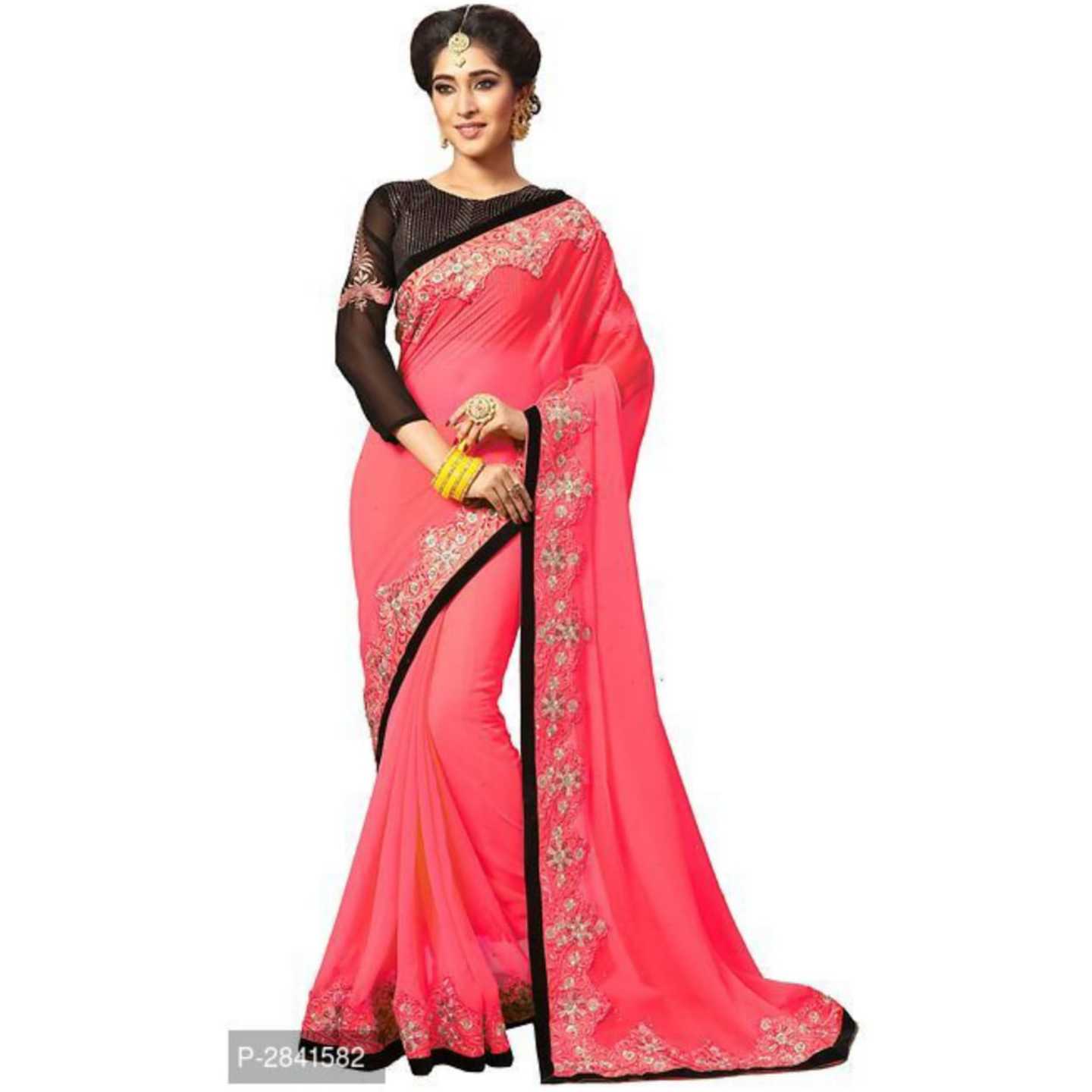 Designer Embroidered Georgette Sarees with Blouse piece