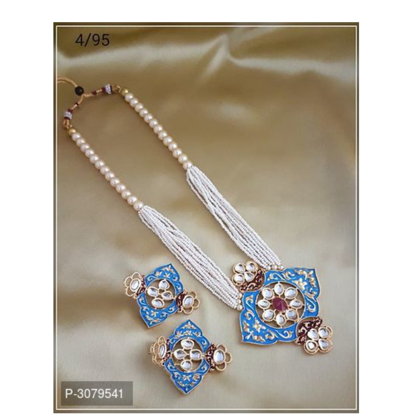 Trendy Designer Pearl Beads Meena Necklace Set