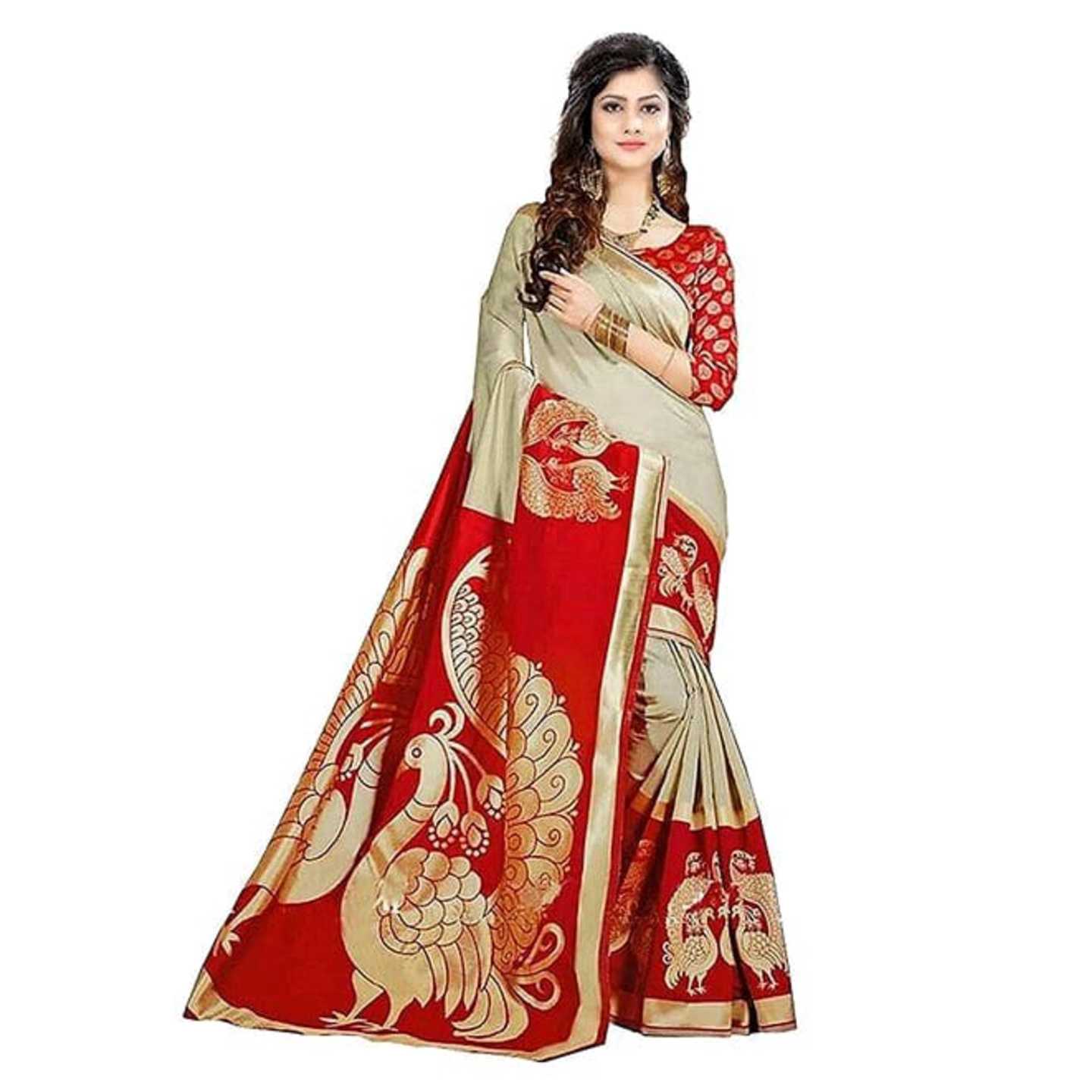 *Multicolor Khadi Printed Saree With Blouse* Product Id - 143375346