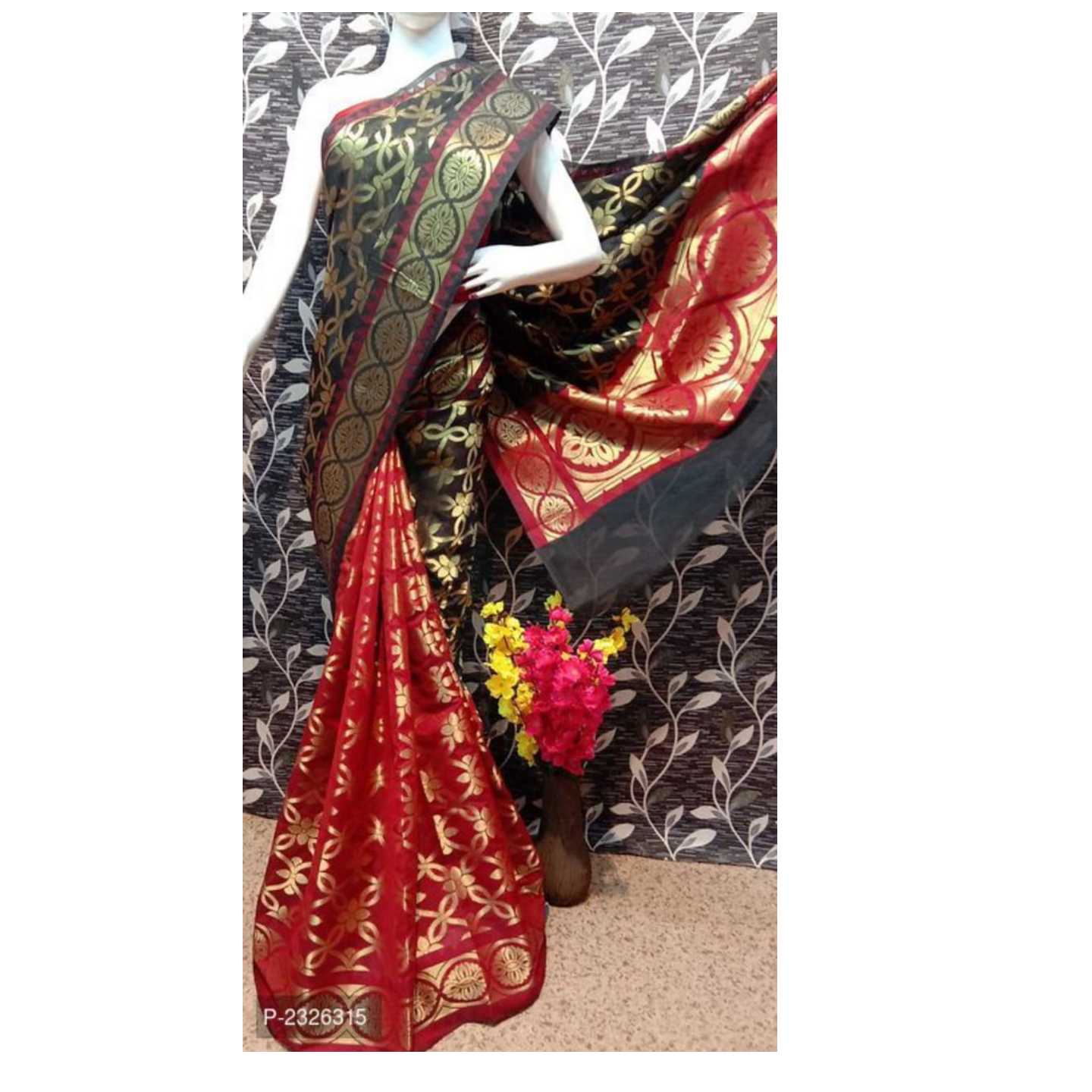 Multicoloured Cotton Silk Woven Design Sarees with Blouse piece