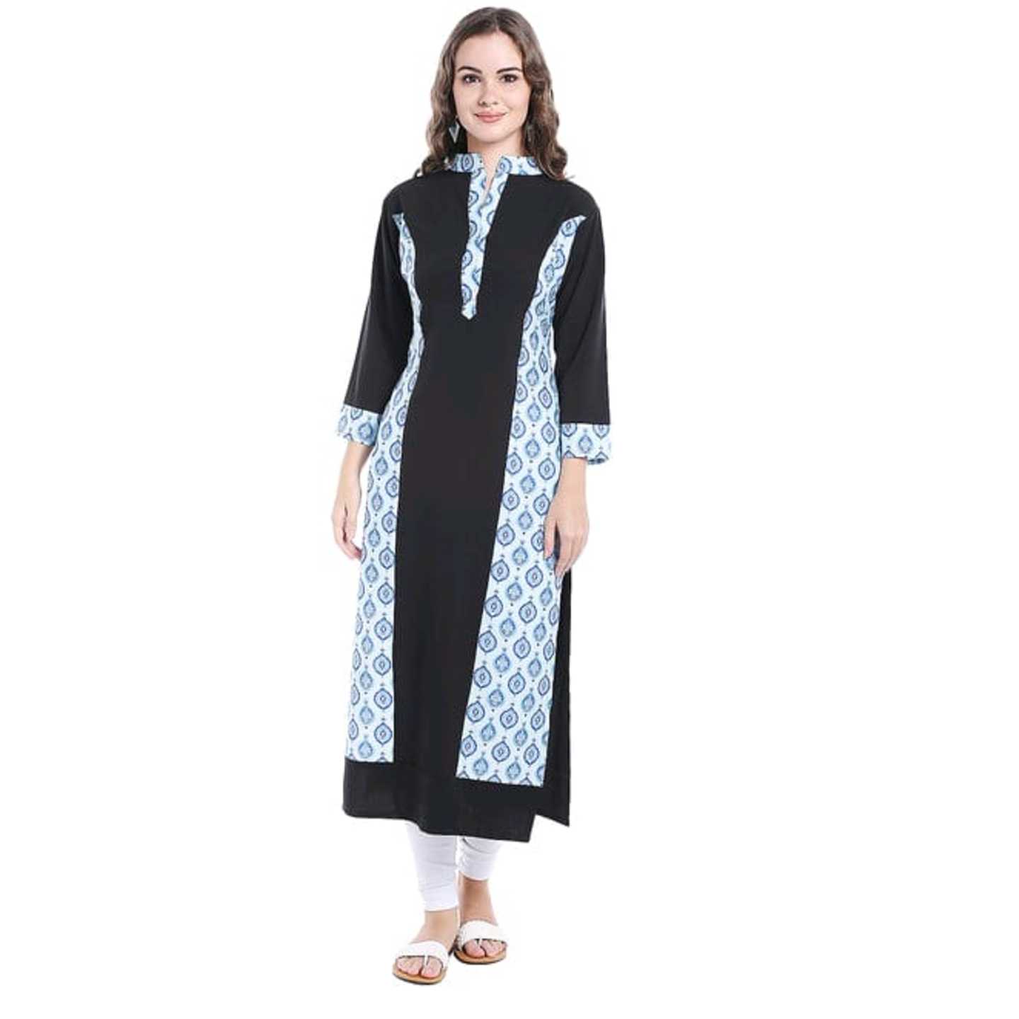 Black Crepe Straight Kurti* Product Id - 145980968