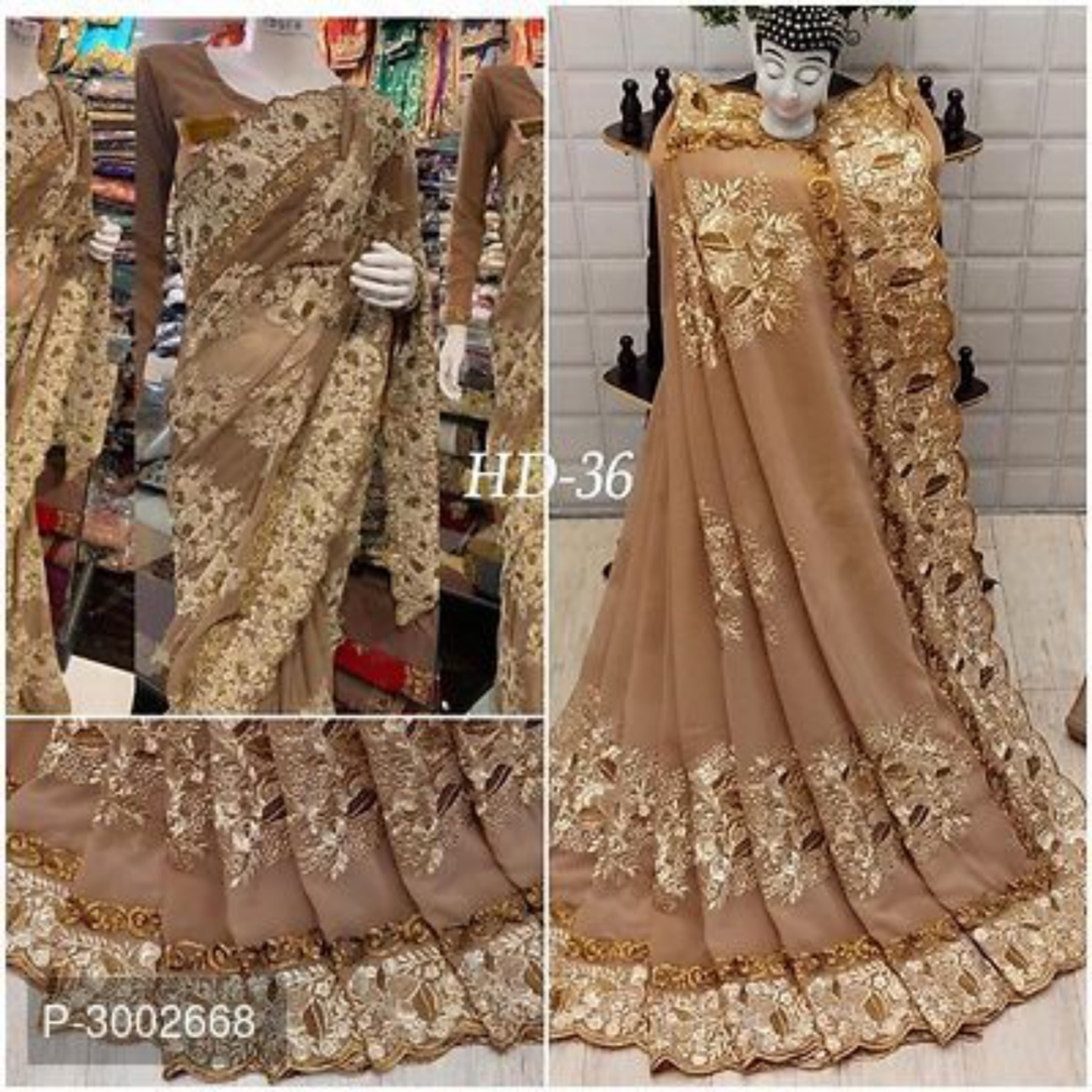 Beautiful Embroidered Georgette Sarees With Blouse Piece