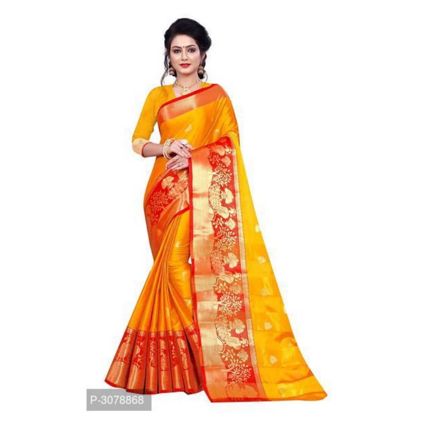 Jacquard Border Designer Banarasi Cotton Silk Sarees 