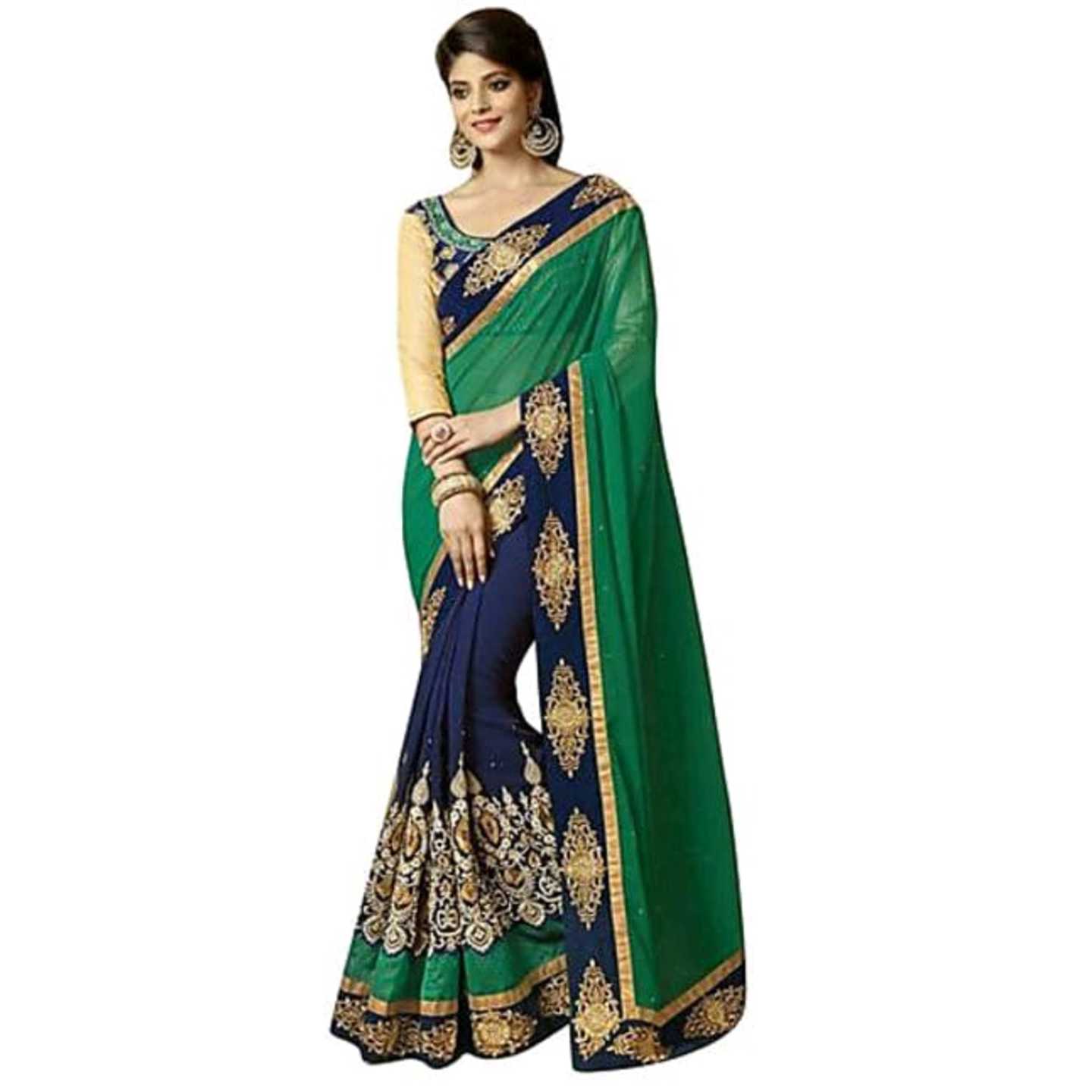 Half Half Georgette Saree* Product Id - 145980785